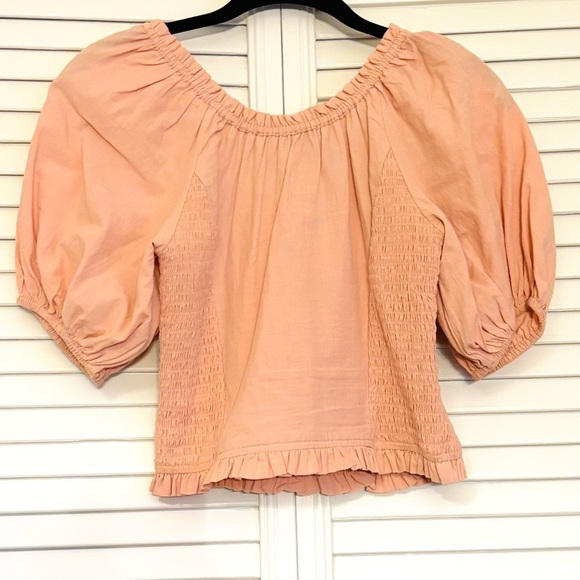 Wishlist Apparel Pink Puff Sleeve Crop Top Blouse Size Small S - Picture 2 of 5